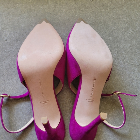 🌟 AUTHENTIC 🌟 Veronica Beard Lisa Slingback Heels Rasberry 👠 Size 9.5 - Picture 5 of 11